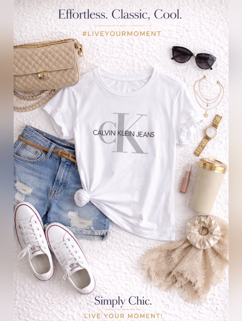 Around Town Casual Moment- Calvin Klein XL White Tee